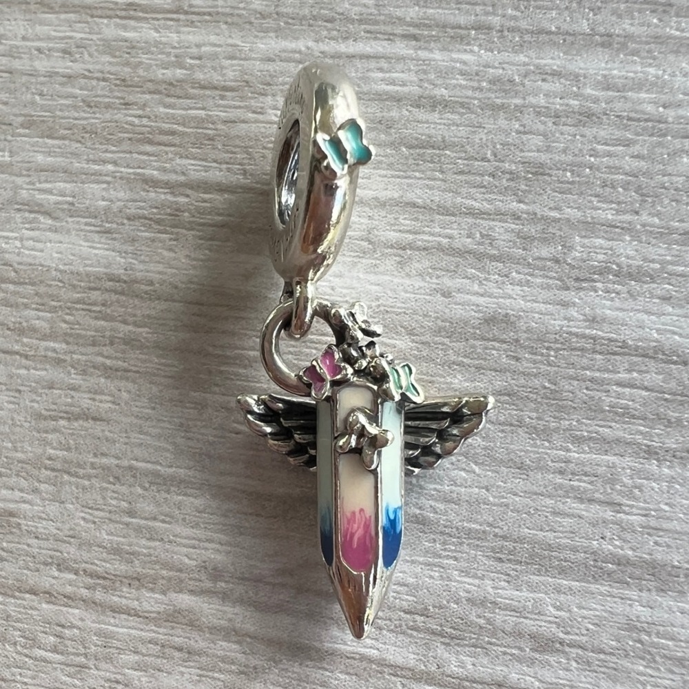 Pandora Dreams of the Future Crayon Charm 799600C01 Sterling Silver Winged New